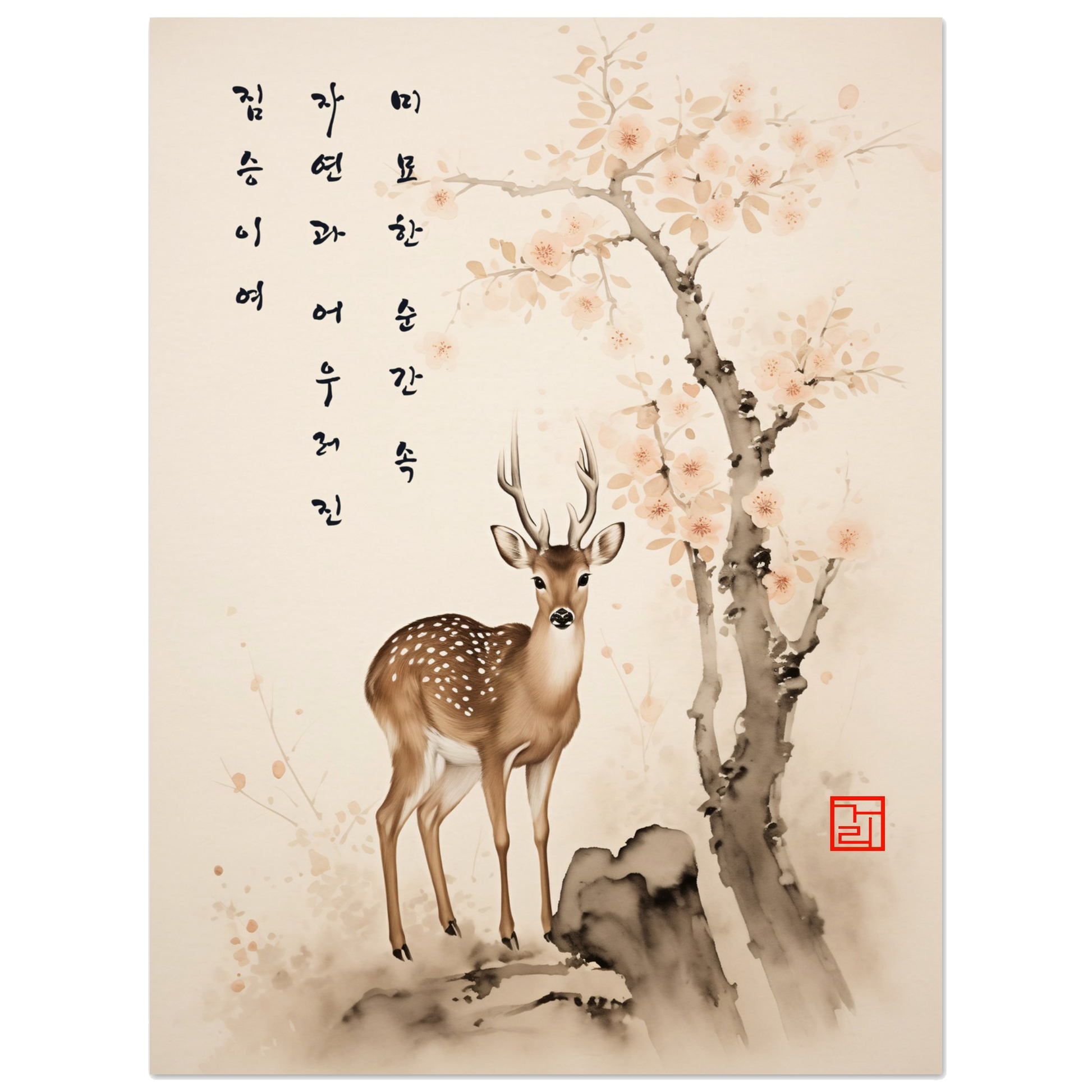 Grace Of The Deer [Paper] Print Material By 7-210 Korean Wall Art 30x40 cm / 12x16″ Frame Type No Frame No Frame