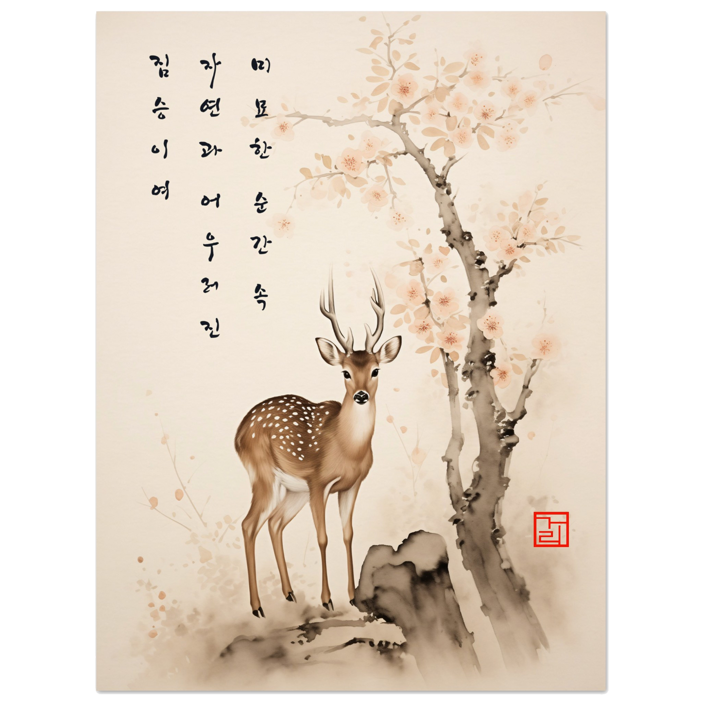 Grace Of The Deer [Paper] Print Material By 7-210 Korean Wall Art 45x60 cm / 18x24″ Frame Type No Frame No Frame