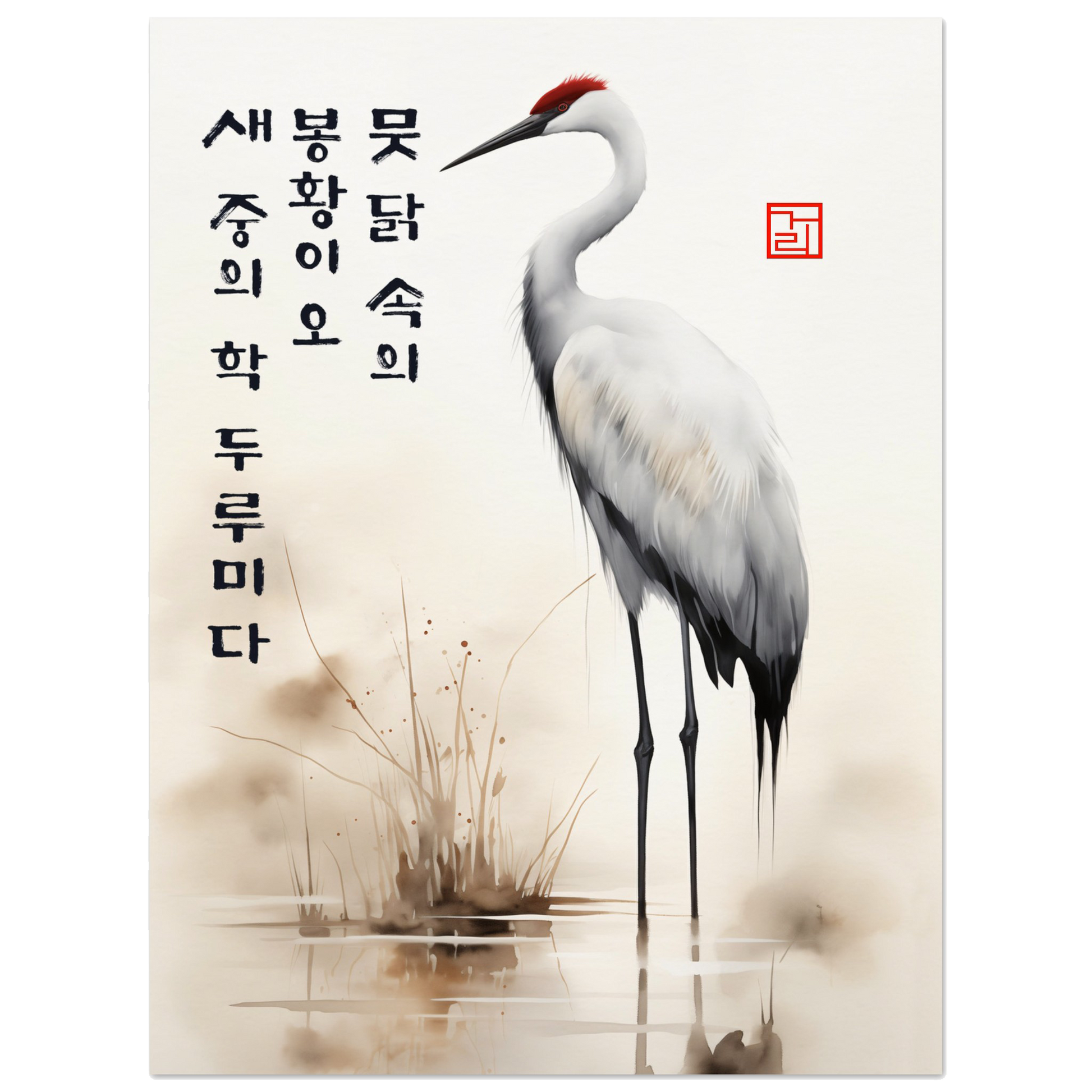 Red-Crowned Majesty [Paper] Print Material By 7-210 Korean Wall Art 30x40 cm / 12x16″ Frame Type No Frame No Frame