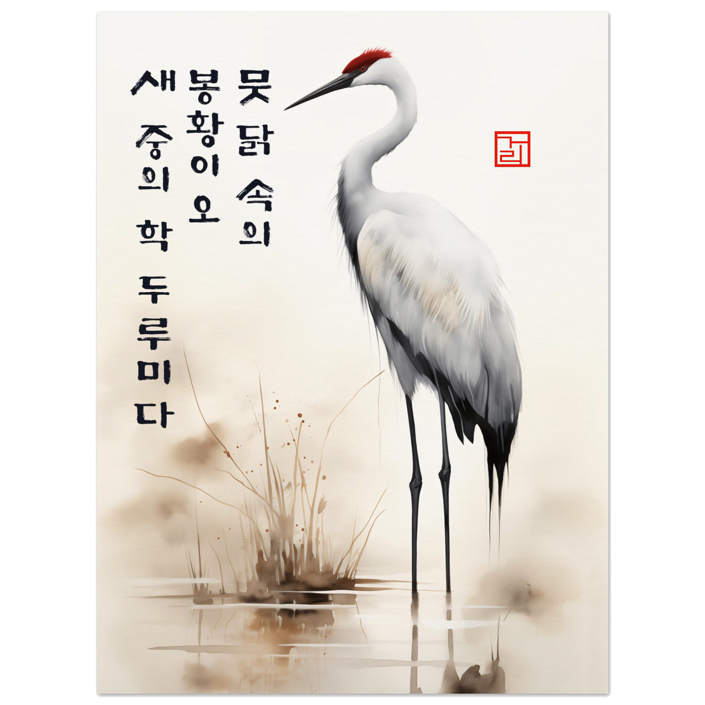 Red-Crowned Majesty [Paper] Print Material By 7-210 Korean Wall Art 45x60 cm / 18x24″ Frame Type No Frame No Frame