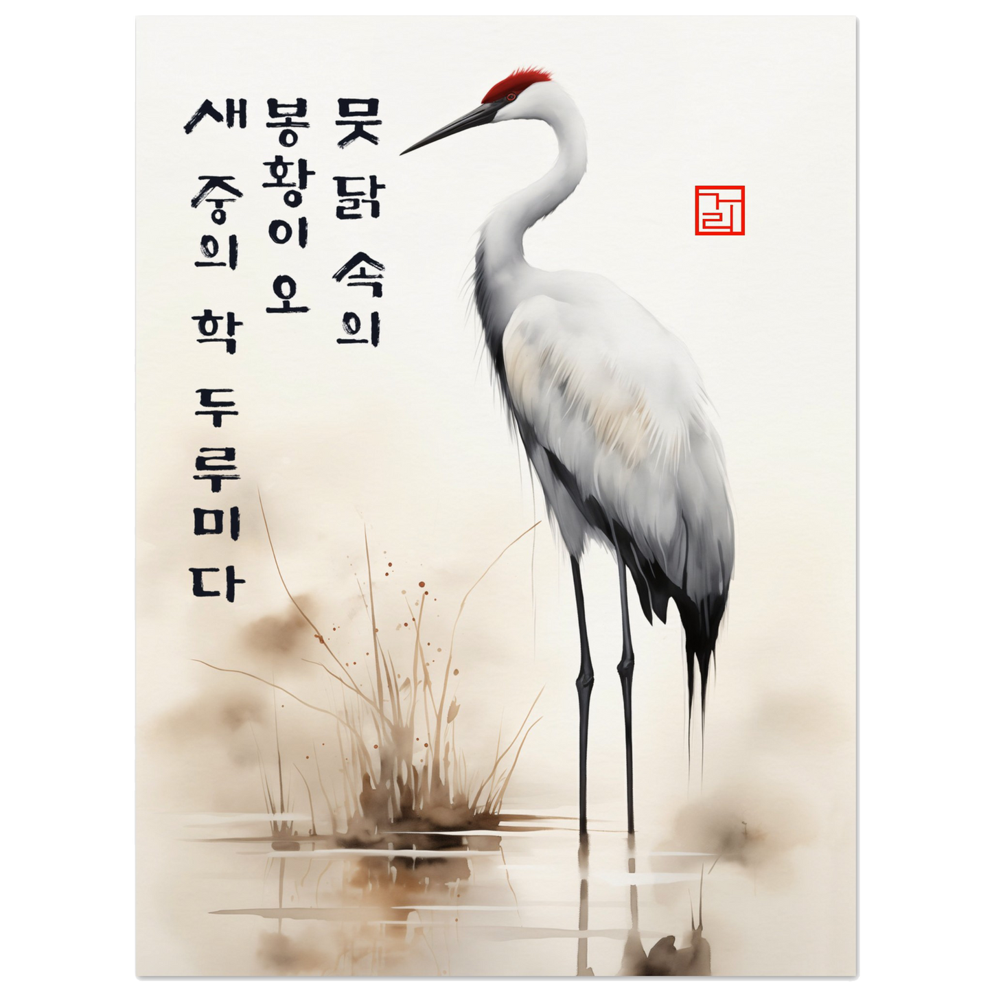 Red-Crowned Majesty [Paper] Print Material By 7-210 Korean Wall Art 60x80 cm / 24x32″ Frame Type No Frame No Frame