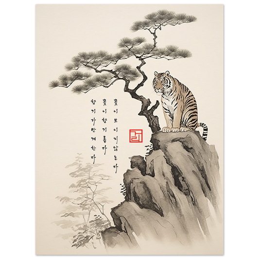 The Pine And The Tiger [Paper] Print Material By 7-210 Korean Wall Art 60x80 cm / 24x32″ Frame Type No Frame No Frame